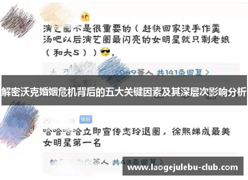 解密沃克婚姻危机背后的五大关键因素及其深层次影响分析